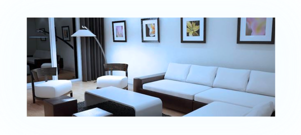 Soğuk beyaz renk sıcaklığıyla oturma odası aydınlatma etkisi 